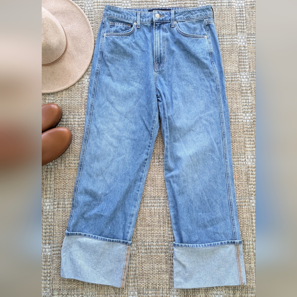Veronica Beard Dylan Full Length Straight Leg High Rise Cuffed Jeans - Picture 6 of 14